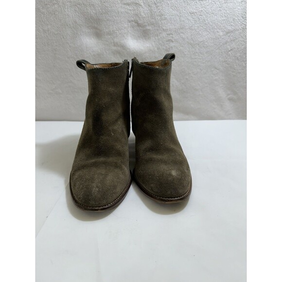 Madewell Ankle Boot Bootie Sz6 Joni Suede Chelsea Block Heel Greenish Italy Made - Picture 3 of 6
